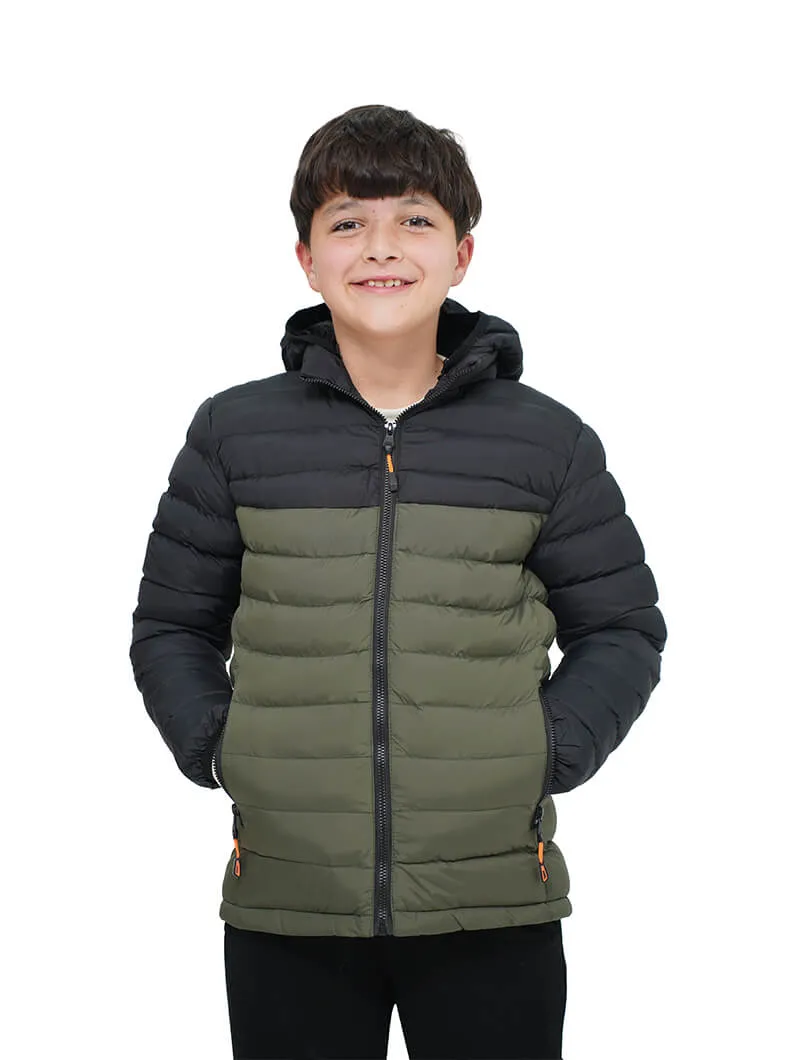 Doudoune à capuche bicolore